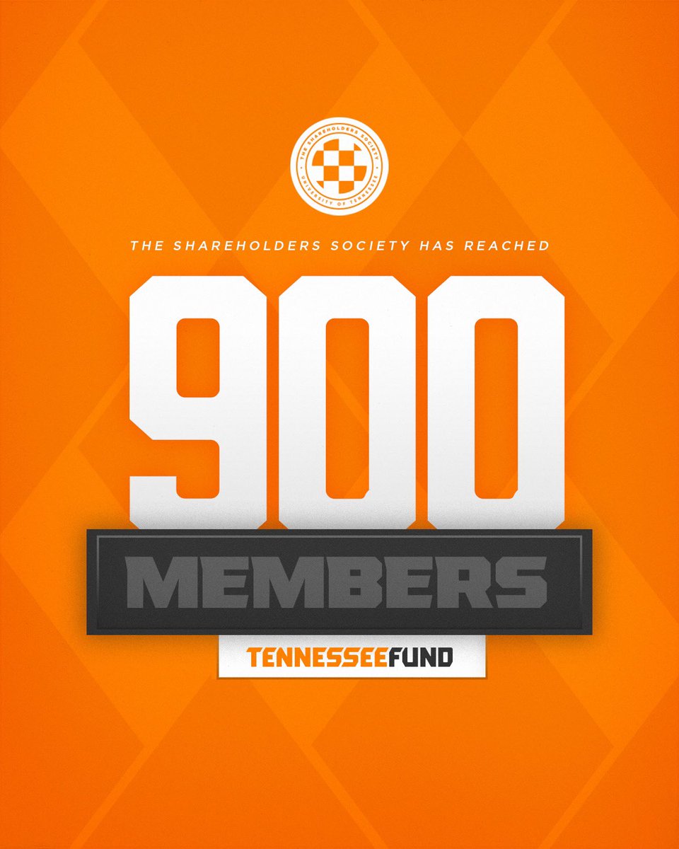 #VolNation continues to step up and lead with unwavering commitment to its student-athletes &amp; coaches! Since its start in 2021, the Shareholders Society has now grown to over 900 members!

We thank our members for partnering with us to make UT Athletics the best in the country!