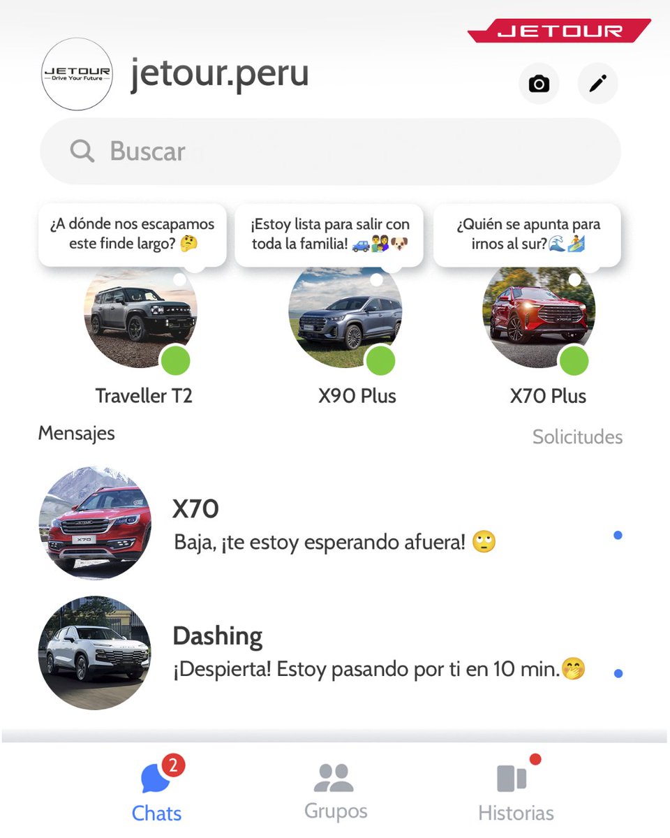 JetourPeru's tweet photo. ¡Semana Santa es para explorar! 🌄✨ Ya sea una escapada en familia, un viaje a las playas del sur 🏖️ o una aventura por la carretera, tus planes merecen un compañero de viaje confiable.
¿A dónde irás con tu Jetour? 🛣️
#SemanaSantaJetour #AventurasEnFamilia #Jetour #JetourPeru https://t.co/2KjOJrzp2h