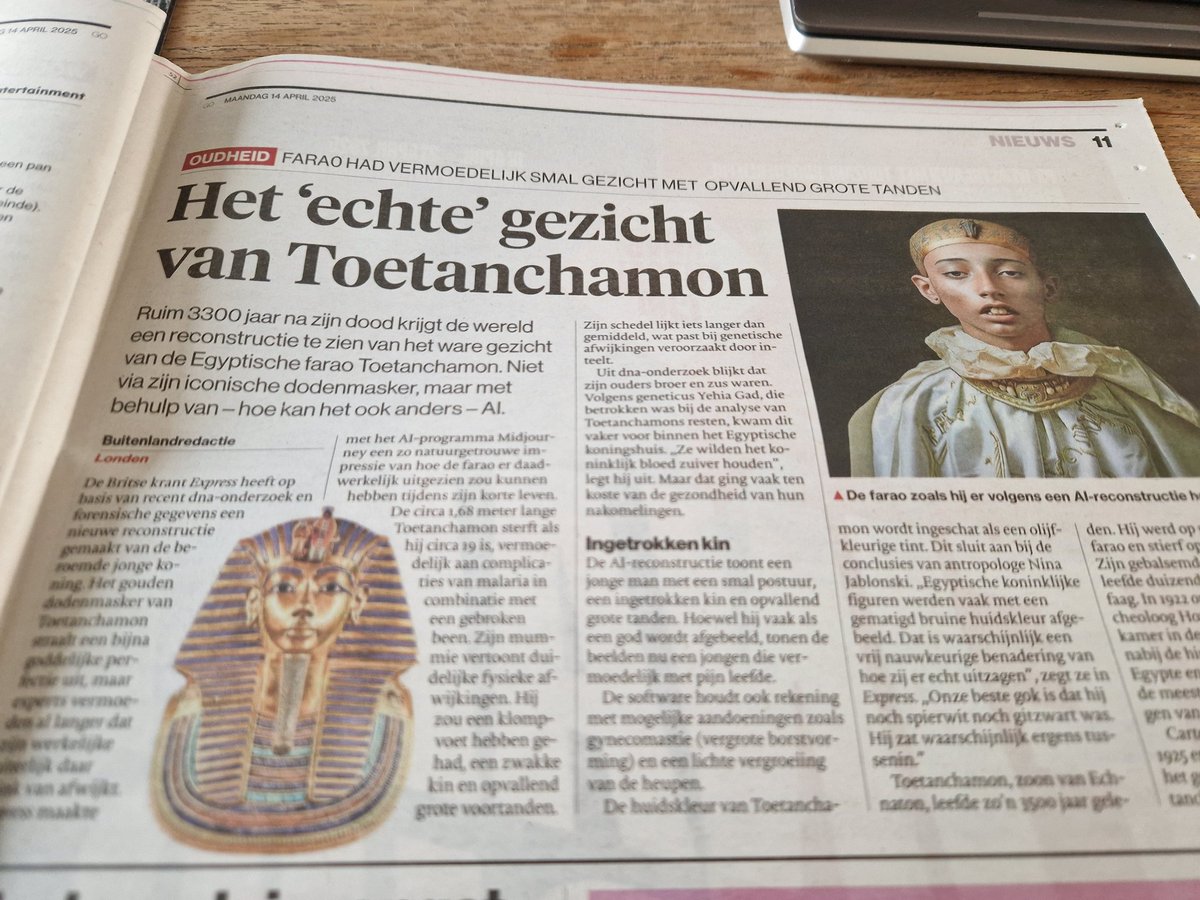 MoniSmolders's tweet photo. Het 'echte' gezicht van Toetanchamon.
cool dit,nieuwe reconstructie van de beroemde jonge koning, toont een ander beeld dan het beroemde dodenmasker deze straalt een goddelijke perfectie uit, experts vermoeden dat zijn werkelijke uiterlijk daar nogal flink van afwijkt. https://t.co/RNF2Kzswcv