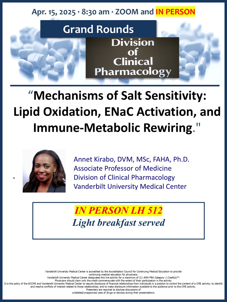 Excited to present at Division of Clinical Pharmacology Grand Rounds tomorrow!