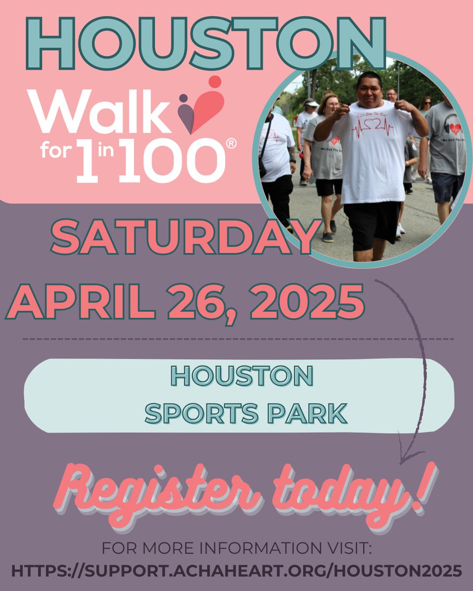 Time is running out! Less than two weeks remain until the #Houston Walk for #1in100—sign up now to support #CHDAwareness! #Walk4CHD support.achaheart.org/Houston2025