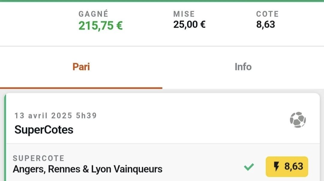 M_CotesBoostees's tweet photo. Quelle superbe cote envoyée sur MCB et qui passe 😍

#TeamParieur #TeamParieurs #Ligue1McDonalds #Valuebet #CoteBoostee #Win https://t.co/t6ZOHF9G9A