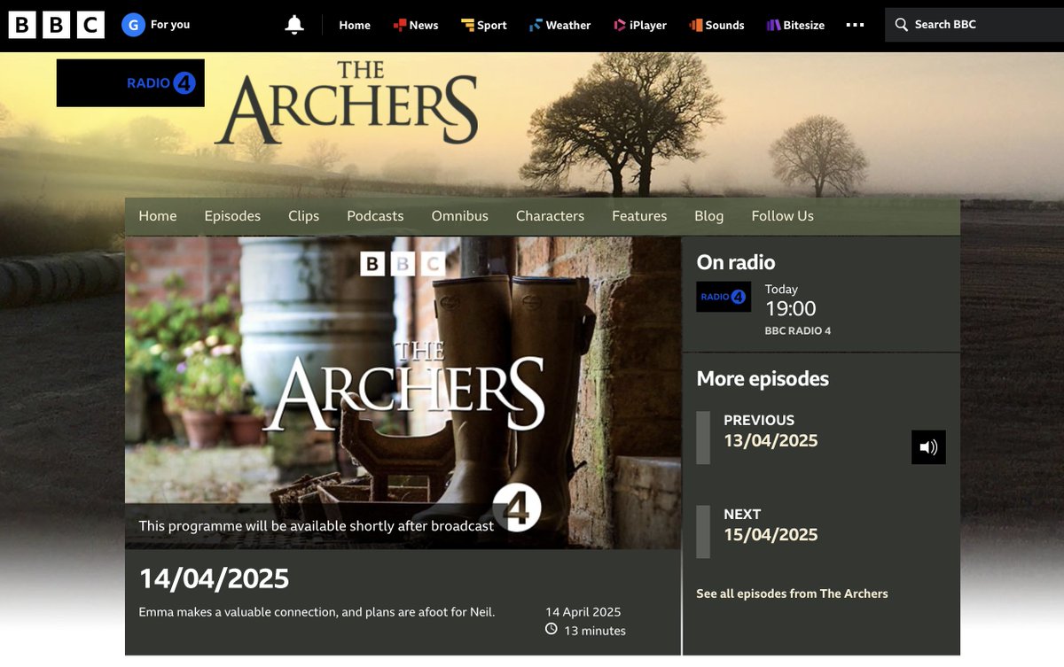 Tonight, 7:00pm <a href="/BBCRadio4/">BBC Radio 4</a> <a href="/BBCTheArchers/">The Archers</a>, "Emma makes a valuable connection".

What can it all possibly mean? 🤔