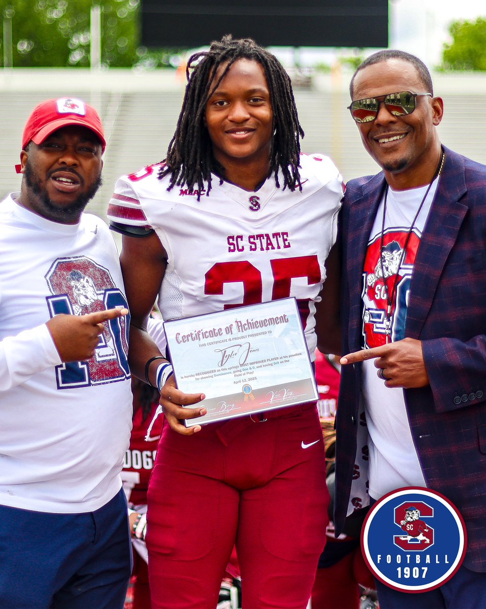 #GoDogs

MOST IMPROVED DOGS during SPRING BALL!!!

QB- Tyron “TJ” Moore
RB- Tyler Smith
WR- Darius Thompson
TE- Cyrus Ellison
OL- Kiande Marsh
DL- Michael Lunz II
LB- Jordan Franklin
DB- Tyler Jones
SPT- Max Cobb
Overall- Jordan Dollard 

<a href="/coachberry77/">Chennis Berry</a> <a href="/SCStateAthletic/">SC State Athletics</a>