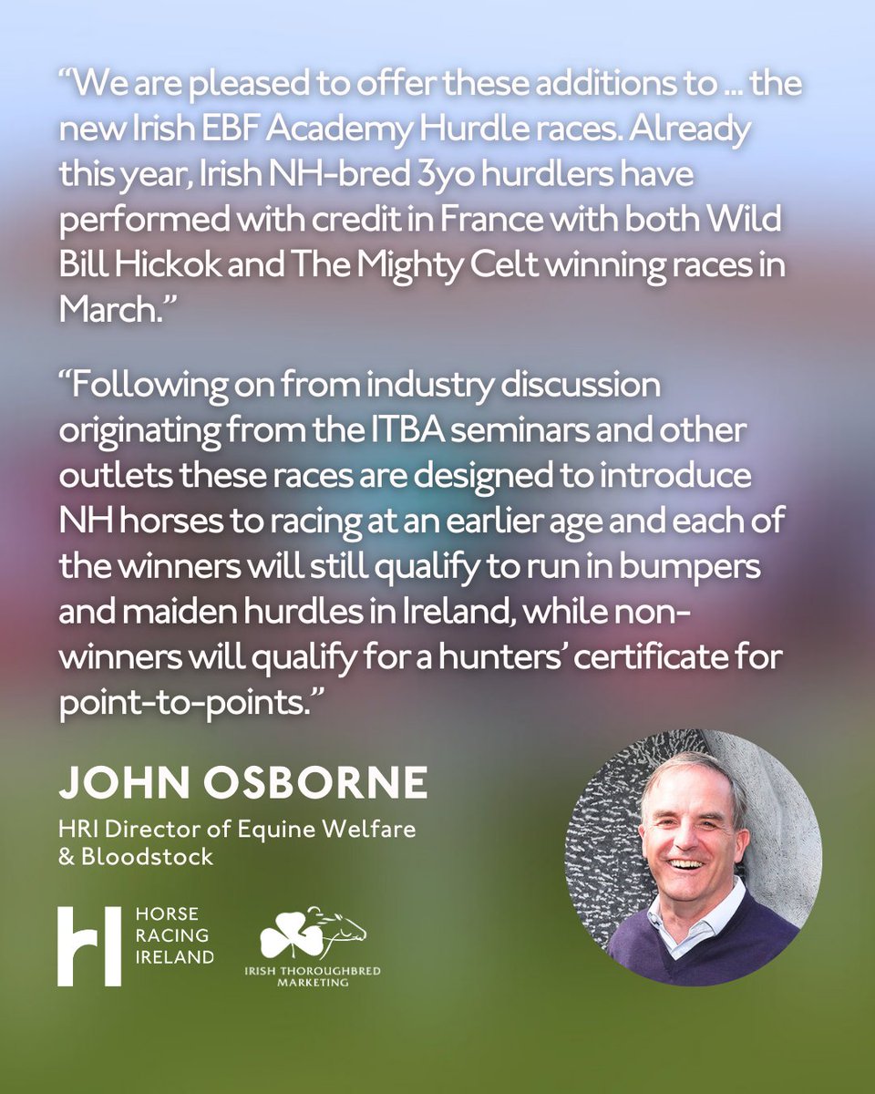 ITM (@irethoroughbred) on Twitter photo Major bonuses added to <a href="/IrishEBF_/">Irish Stallion Farms</a> Academy Hurdles! 👀
👌 IRE Incentive-style bonuses to spend on Irish-bred 2yos at Irish store sales
👌 <a href="/ITBA_Official/">ITBA</a> <a href="/weatherbysltd/">Weatherbys Limited</a> <a href="/TheIrishField/">The Irish Field</a> NH Fillies Bonus
Academy Hurdles kick off 12 October 2025!
📰 bit.ly/3Etq6bS Major bonuses added to <a href="/IrishEBF_/">Irish Stallion Farms</a> Academy Hurdles! 👀
👌 IRE Incentive-style bonuses to spend on Irish-bred 2yos at Irish store sales
👌 <a href="/ITBA_Official/">ITBA</a> <a href="/weatherbysltd/">Weatherbys Limited</a> <a href="/TheIrishField/">The Irish Field</a> NH Fillies Bonus
Academy Hurdles kick off 12 October 2025!
📰 bit.ly/3Etq6bS