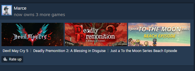 marblegallery7's tweet photo. I added these 3 for her #PrepareToCry Edition. And I'm finally playing Deadly Premonition 2 and Devil May Cry V. I still have to play the beach episode for To The Moon and Impostor Factory! https://t.co/vLxM39EA5s
