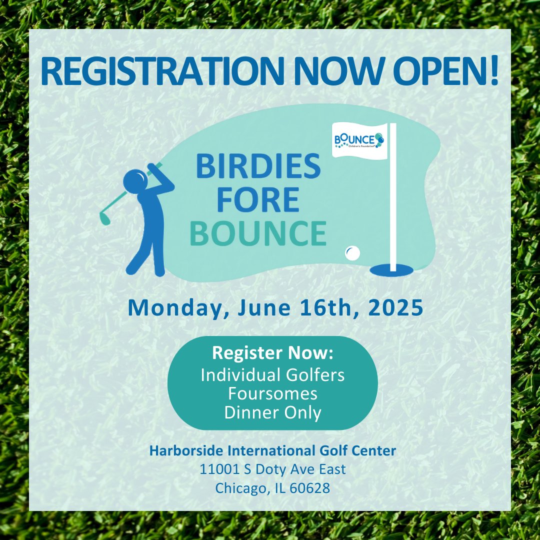Registration for Birdies Fore Bounce 2025 is NOW OPEN! Players can register individually or as a team. 

Not a golfer? Tickets are available for dinner &amp; drinks.

Get your tickets here: events.golfstatus.com/event/2025-bir… ⛳

#bouncechildrensfoundation #chicago #fundraiser #chicagogolf