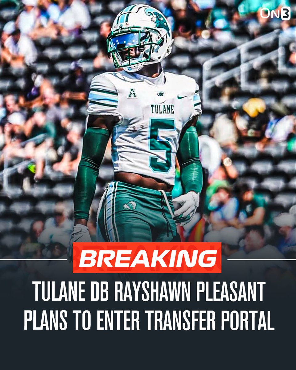 Transfer Portal (@transferportal_) on Twitter photo NEW: Tulane DB Rayshawn Pleasant plans to enter the NCAA transfer portal, <a href="/PeteNakos_/">Pete Nakos</a> reports.
Pleasant recored 35 tackles and 1 interception this season.
on3.com/transfer-porta… NEW: Tulane DB Rayshawn Pleasant plans to enter the NCAA transfer portal, <a href="/PeteNakos_/">Pete Nakos</a> reports.
Pleasant recored 35 tackles and 1 interception this season.
on3.com/transfer-porta…