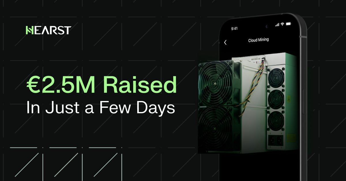 Hearst_io's tweet photo. €2.5M Raised. In Just a Few Days.

Together with our long-time partner @Vancelian_fr, we introduced a new #CloudMining infrastructure, and our community showed up, fast and strong. Over €2.5 million has been raised in less than a week.

The final €500K was looped in less than ten minutes.
The appetite for #mining is becoming undeniable.

What makes this even more meaningful is that every cent came from within our #community, who believe in what we’re building and want to be part of it. We’re not just building #infrastructure. We’re building a future for believers.

From stealth launch to record raise…
This is just the beginning.