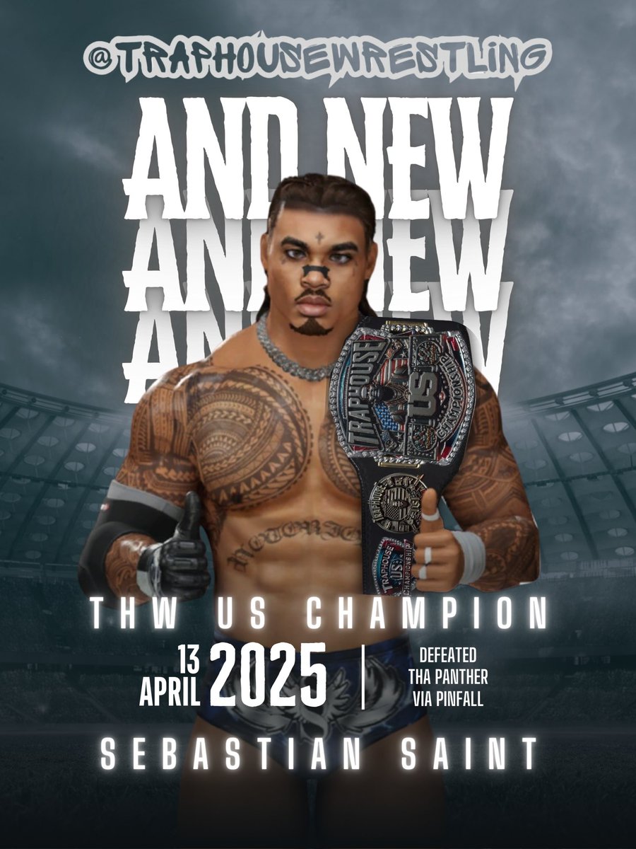 RAMONHEEL's tweet photo. Congratulations gang.🔥🫰🏾 An unforgettable debut in Trap House Wrestling! (IG) Not only that but also walked out as the new United States Champion. We can’t wait to see what more you has in store for the THW universe. The reign of Sebastian Saint has begun! https://t.co/J5aKeIvbV8