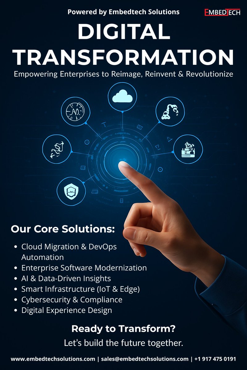 Embedtech_sol's tweet image. Digital is no longer the future—it’s the now.
At Embedtech Solutions, we help businesses evolve with tech-driven transformation.
Cloud. AI. Automation. IoT. Let’s build the future together.
embedtechsolutions.com
#DigitalTransformation #TechInnovation #Embedtech #ai #cloud