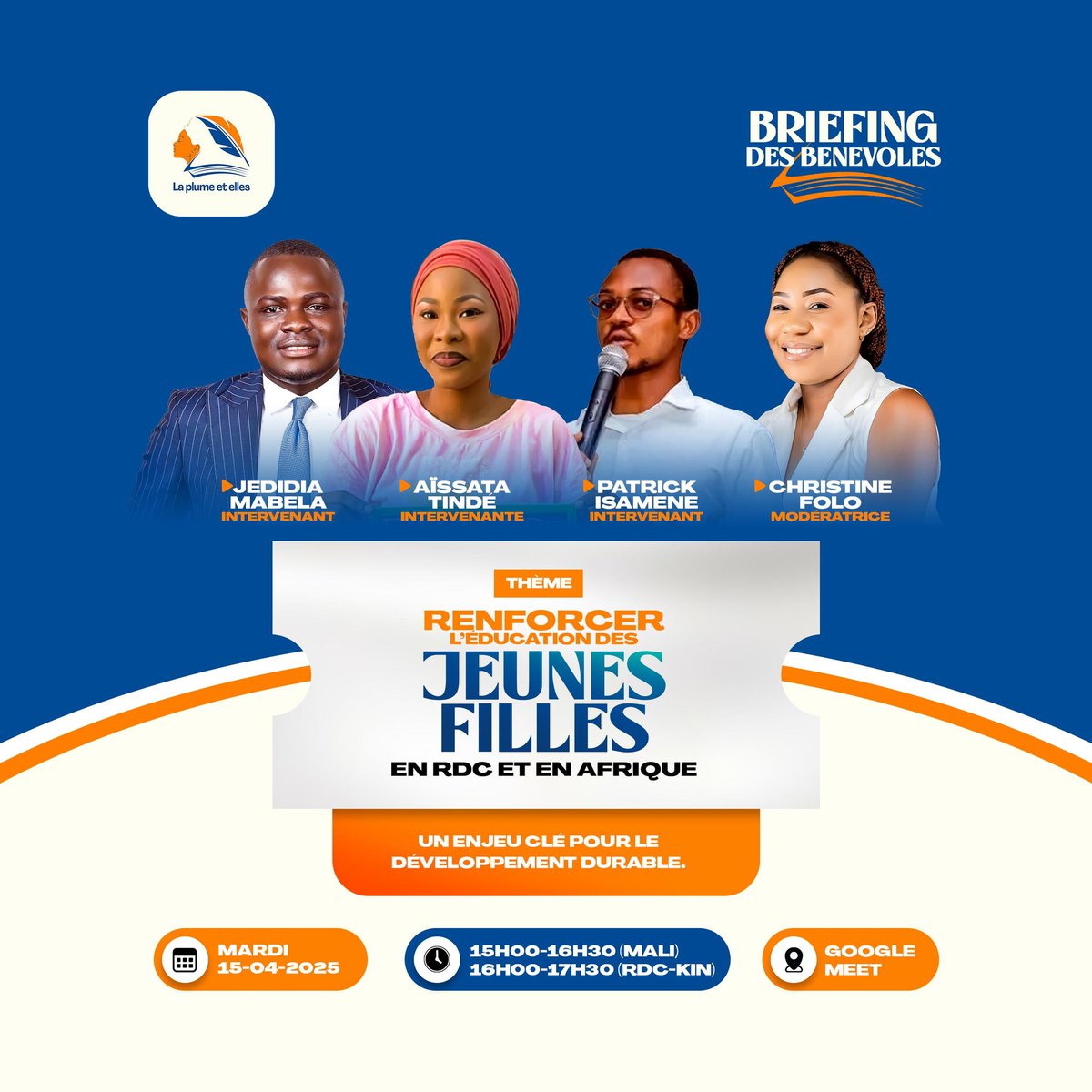 Vous êtes passionné.e pour l’éducation des jeunes filles ?
Rejoignez-nous pour un dialogue inspirant autour du thème :« Renforcer l’éducation des jeunes filles en RDC et en Afrique : un enjeu clé pour le développement durable »

#educateher #africangirls
#LaPlumeEtElle