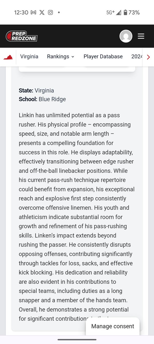 āLinkin Stevensā (@linkinstevens) on Twitter photo STATE OVERALL RANKING ā#69
POSITIONAL RANKING āLB#8
Thanks <a href="/Jeffrey_Brown_/">Jeffrey Brown Jr</a> and <a href="/PrepRedzoneVA/">Prep Redzone Virginia</a> for the evaluation. <a href="/notlocalexander/">Colton Alexander</a> <a href="/TimThomasBRS/">Tim Thomas</a> <a href="/brsbaronsfb/">Blue Ridge School Football</a> STATE OVERALL RANKING ā#69
POSITIONAL RANKING āLB#8
Thanks <a href="/Jeffrey_Brown_/">Jeffrey Brown Jr</a> and <a href="/PrepRedzoneVA/">Prep Redzone Virginia</a> for the evaluation. <a href="/notlocalexander/">Colton Alexander</a> <a href="/TimThomasBRS/">Tim Thomas</a> <a href="/brsbaronsfb/">Blue Ridge School Football</a>