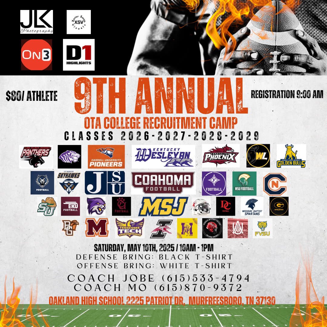 OnTopAthletics's tweet image. 31 Colleges and still adding. May 10th is going to be special. One of the best camps around. It’s proven  @d1highlights @asdillon @RN_JK808 @bestXthatXists @coachcraw4d @strengthcoach34 @jabaridavis_VFL @gridironjourney @thompsmd23 @CoachSpringtym @GOS_Coach_Ron @CoachCreasy_OHS