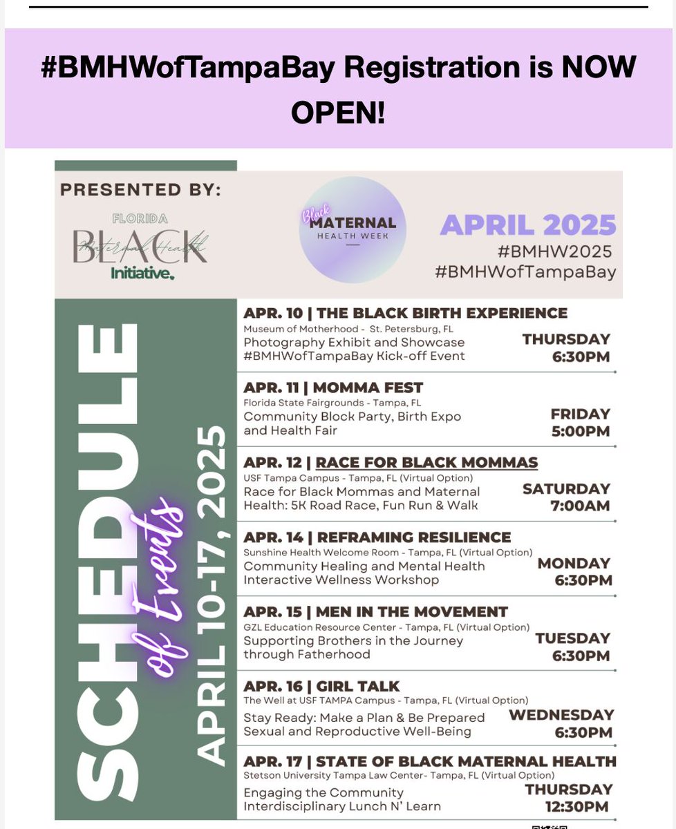 Our own Kristina Crawford crushed the Race for Black Mommas 5K - placing 24th overall &amp; 10th in women! 💪🏾💐
The 5k kicked off with vibes from Dancehall Fit &amp; honored those championing Black maternal health.

👉🏾 #BMWHofTampaBay2025 events still happening: usf.az1.qualtrics.com/jfe/form/SV_bq…