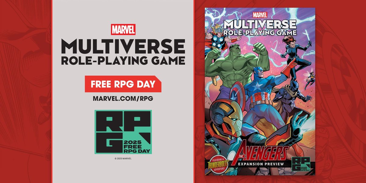 Fly into the <a href="/Marvel/">Marvel Entertainment</a> Multiverse RPG with a Thunderbolts* adventure and exclusive sneak peek at Avengers Expansion (on-sale  9/17/25).  It's a great and easy way to learn the core rules in minutes as you jump straight into the action! #FreeRPGDay