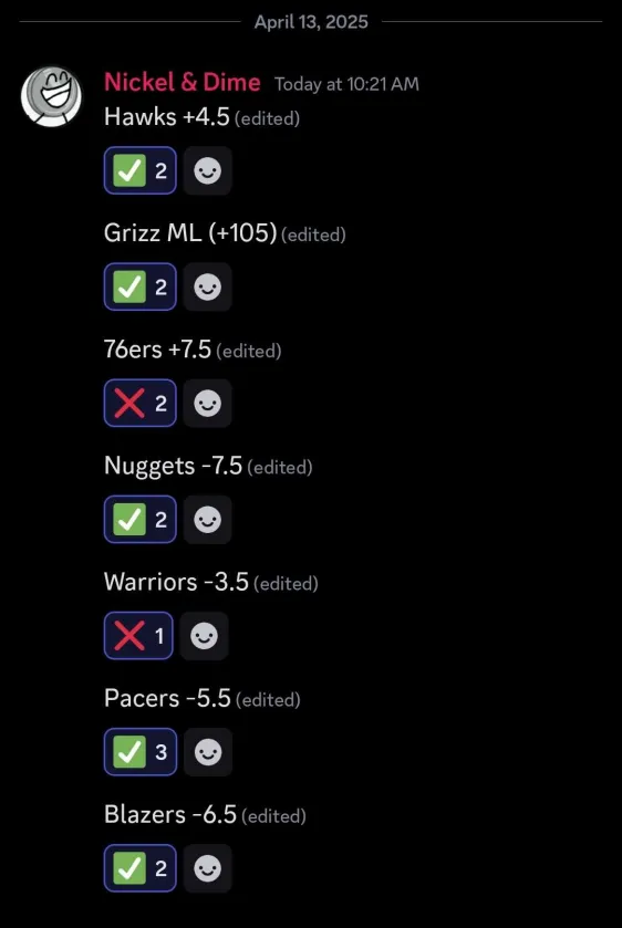 NickelAndDime24's tweet photo. 🔥 ANOTHER DAY, ANOTHER DUB 🔥

The Discord stays on fire — we're up 70 UNITS on the year and still climbing! 💰

If you're not in yet, what are you doing?!

Join the squad now through the link in my bio. 🚀📈
#Sportcoin #GamblingTwitter #BettingCommunity #WinningSeason #NBA https://t.co/0ZIsVVGvjl
