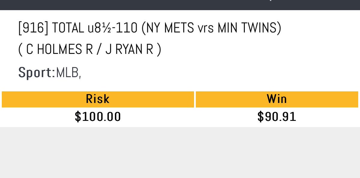 ⚾️MLB FREEBIE⚾️

Mets/Twins U 8.5 -110

Like If Tailing❤️

Bet placed on <a href="/BetWolfBook/">Bet Wolf</a> 

#GamblingX #MLB #MrBigBets