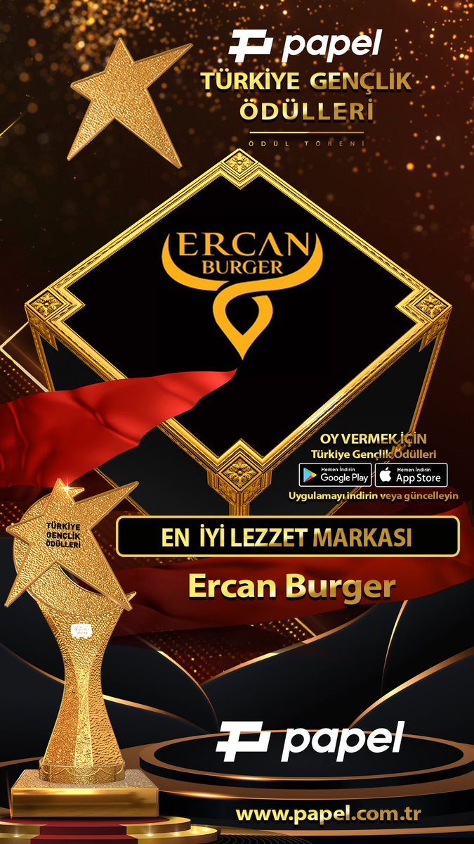 Papel Türkiye Gençlik Ödülleri oylama süreci başladı. Türkiye Gençlik Ödülleri uygulamamızı indirip  tüm kategorilerde oy kullanabilirsiniz.

#PapelTürkiyeGençlikÖdülleri
#eniyilezzetmarkası