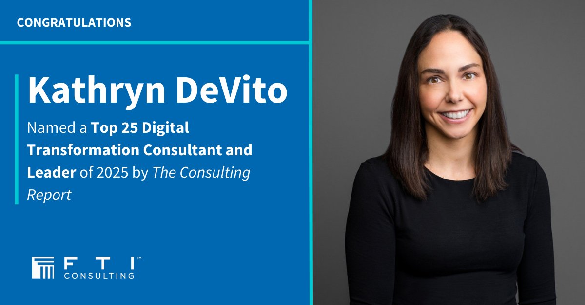 Congratulations to Kathryn DeVito, Senior Managing Director on our Digital &amp; Insights team, for the recognition by The Consulting Report as a Top 25 Digital Transformation Consultant and Leader of 2025!