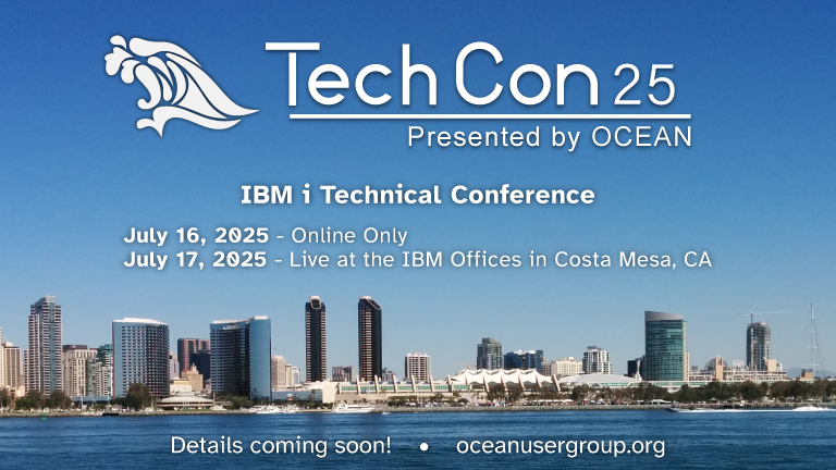 OCEANUserGroup's tweet photo. Let's connect at OCEAN's TechCon25 for World Class #Networking & #Training in a timeframe that fits your demanding schedule! #IBMi #IBMi76 #AI #SQL #Cloud #Security #VSCode & more! #SupportOurIBMiLUG @P_Behr @Wright4i https://t.co/MaL8EURrmA https://t.co/oJwi8JnAPl