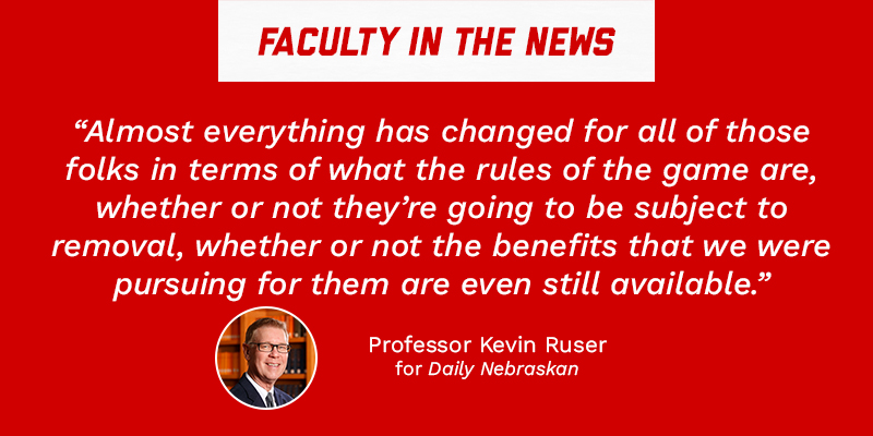 Nebraska Law (@unlcollegeoflaw) on Twitter photo Professor Kevin Ruser and third-year students in our Immigration Clinic spoke to the <a href="/DailyNeb/">The Daily Nebraskan</a> regarding their work amid the changing federal landscape. #NELaw
Read on ›› ow.ly/IKui50VAavL Professor Kevin Ruser and third-year students in our Immigration Clinic spoke to the <a href="/DailyNeb/">The Daily Nebraskan</a> regarding their work amid the changing federal landscape. #NELaw
Read on ›› ow.ly/IKui50VAavL