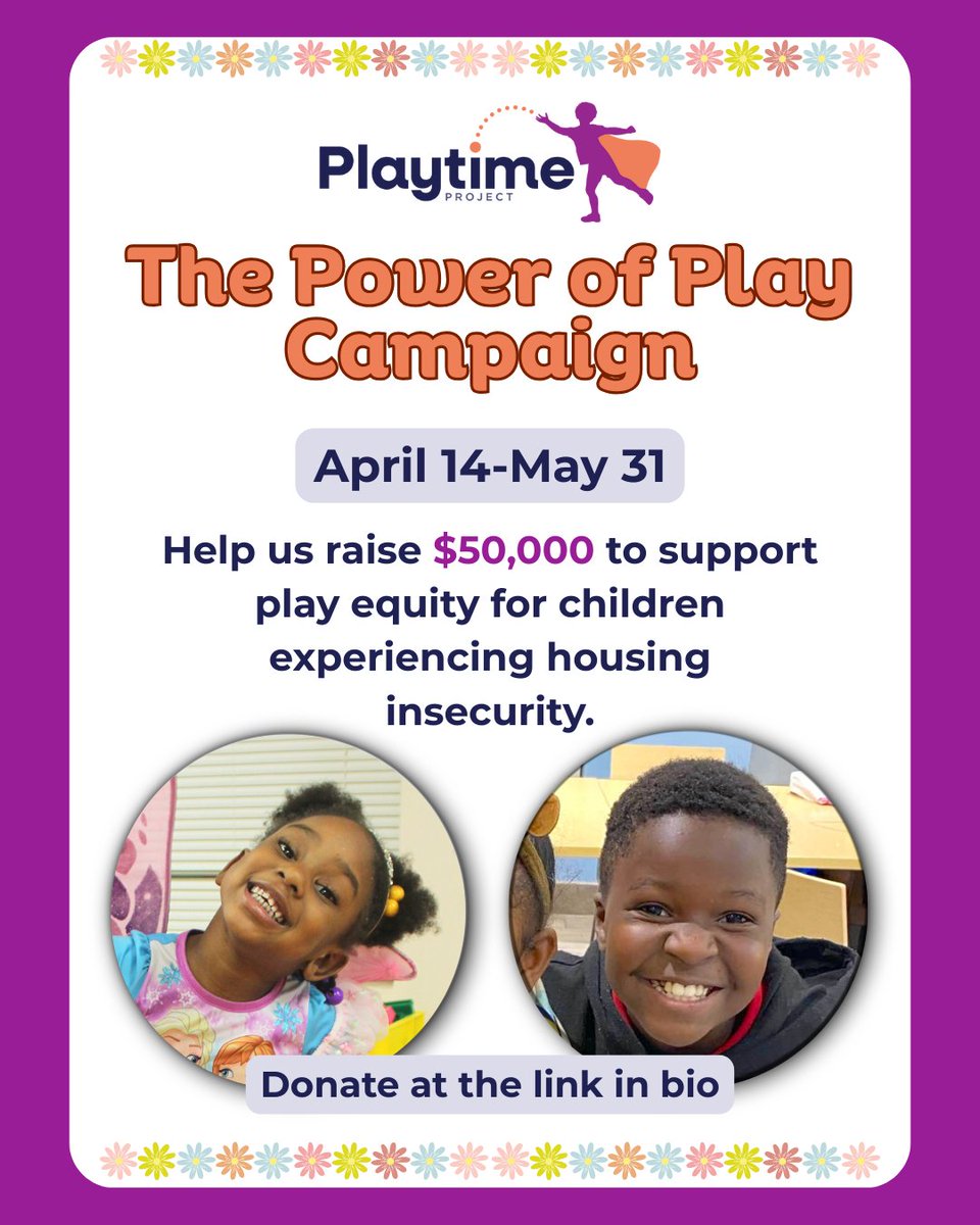 The #PowerofPlay Campaign starts TODAY! Between now &amp; 5/31, we are calling on you to help raise $50K for transformative play programs at 11 sites in DC &amp; #PrinceGeorgesCounty. In this time of uncertainty, your gift matters even more. GIVE NOW: bit.ly/spring-campaig… #playequity