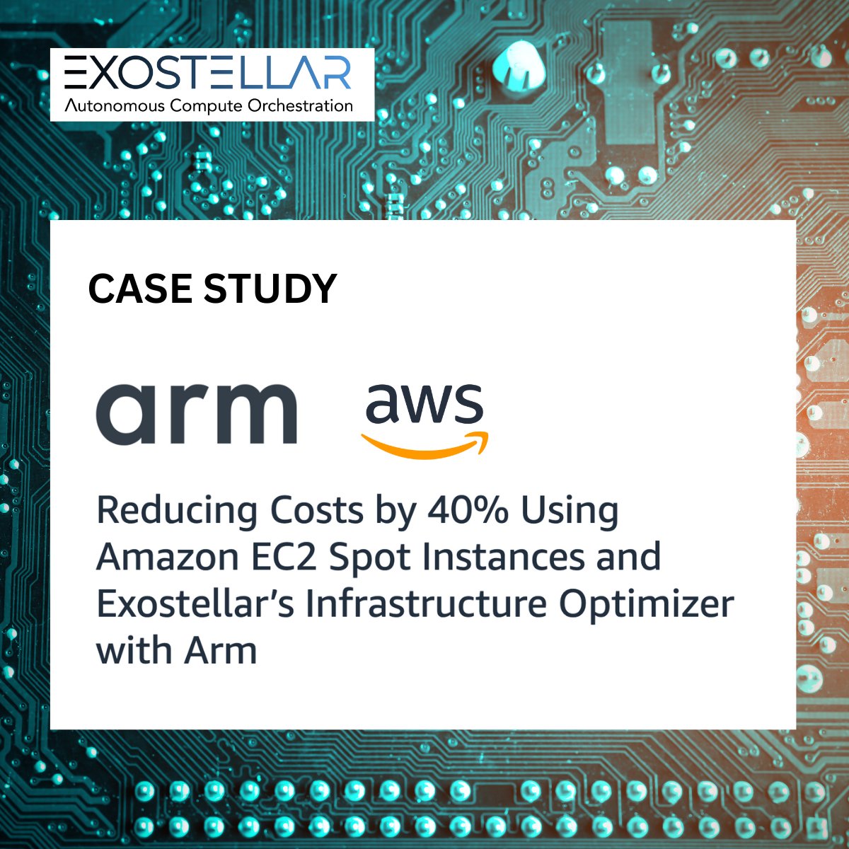 exostellarcloud's tweet image. “Using Spot Instances through Infrastructure Optimizer, we’ve reduced costs by about 40 percent.” - Zhifeng Yun, Senior Principal Engineer, Arm