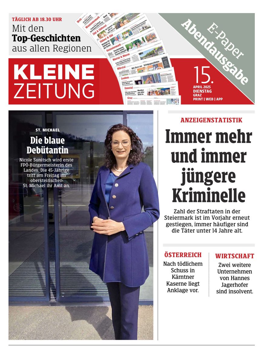 Die Steiermark hat eine erste FPÖ-Bürgermeisterin - in St. Michael. Nach der jüngsten Gemeinderatswahl dürfte die FPÖ in bis zu acht Gemeinden den Chefsessel im Rathaus übernehmen, so auch in Leibnitz, St. Peter/Kammersberg, allenfalls auch in Kalwang  (Halbzeitlösung)