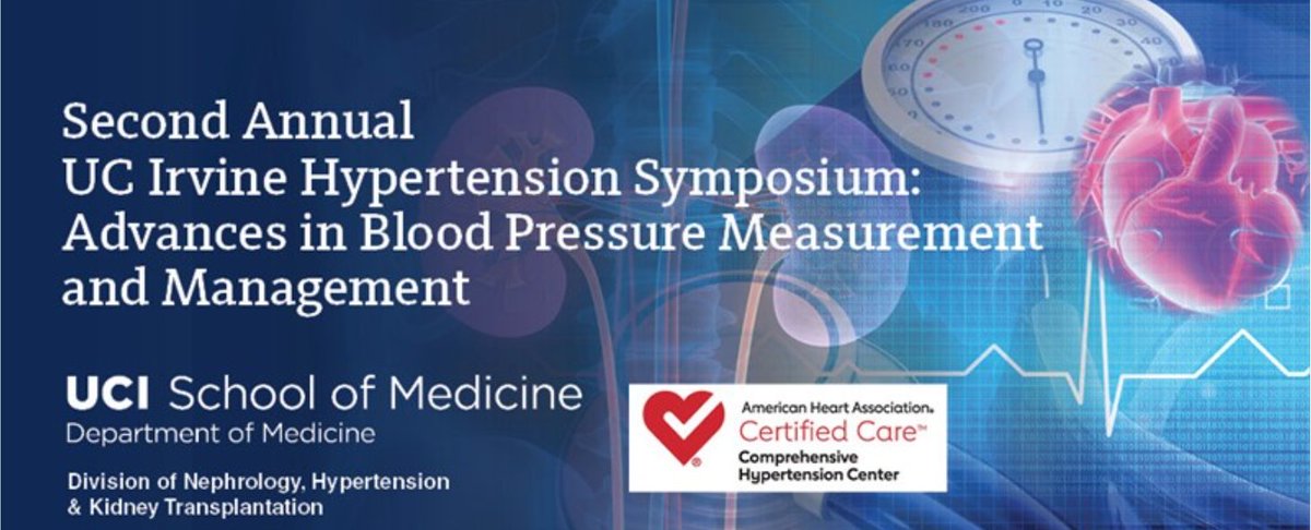 UCI #Hypertension Symposium, Saturday June 7 (in-person and virtual) 
chaired by Dr. Ekamol Tantisattamo, Director of AHA-certified UCI Hypertension Center
Details and registration at this link:
uci.cloud-cme.com/course/courseo…