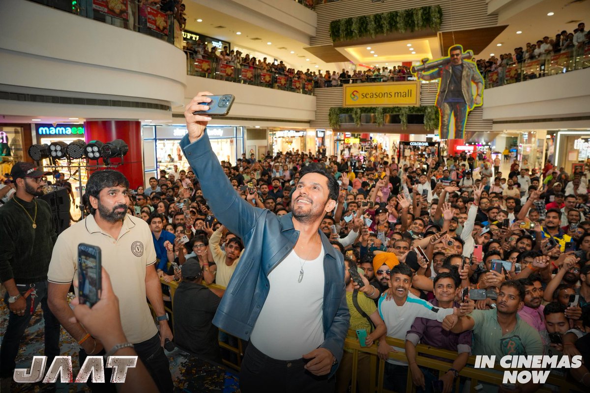 Gopichandh Malineni (@megopichand) on Twitter photo Totally blown away by the love and support from Pune for our <a href="/iamsunnydeol/">Sunny Deol</a> sir, <a href="/RandeepHooda/">Randeep Hooda</a> sir, and the entire #JAAT team at Seasons Mall.
Your energy was beyond words, a big thank you from the bottom of our hearts! ❤️ 🙏
<a href="/MythriOfficial/">Mythri Movie Makers</a> <a href="/peoplemediafcy/">People Media Factory</a> Totally blown away by the love and support from Pune for our <a href="/iamsunnydeol/">Sunny Deol</a> sir, <a href="/RandeepHooda/">Randeep Hooda</a> sir, and the entire #JAAT team at Seasons Mall.
Your energy was beyond words, a big thank you from the bottom of our hearts! ❤️ 🙏
<a href="/MythriOfficial/">Mythri Movie Makers</a> <a href="/peoplemediafcy/">People Media Factory</a>