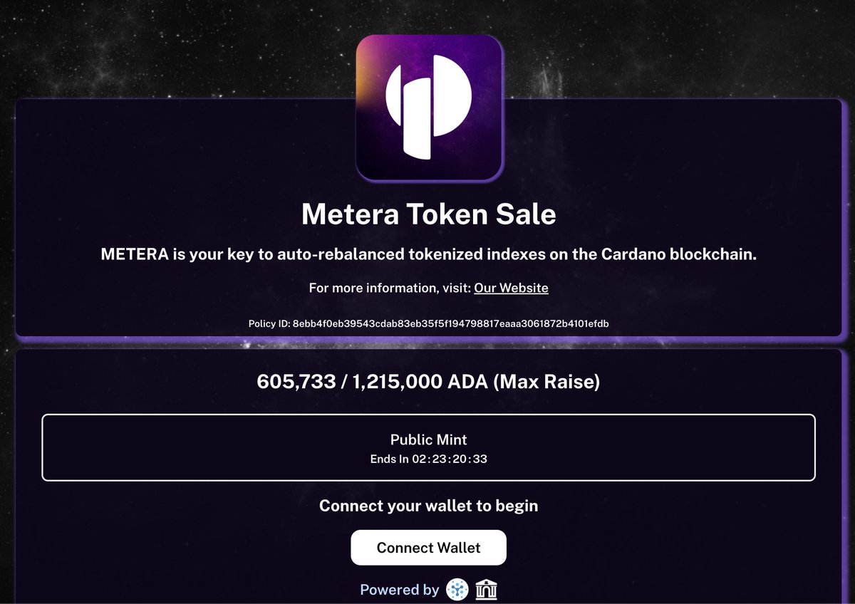 sampsondaniel | Metera (@sampsondaniel) on Twitter photo Thank you to the CARDANO community 🎉
In 40 minutes, <a href="/MeteraProtocol/">Metera Protocol | Mainnet Live!</a> has raised 600k ADA and we still have 2 days and 23 hours left! Thank you to the CARDANO community 🎉
In 40 minutes, <a href="/MeteraProtocol/">Metera Protocol | Mainnet Live!</a> has raised 600k ADA and we still have 2 days and 23 hours left!