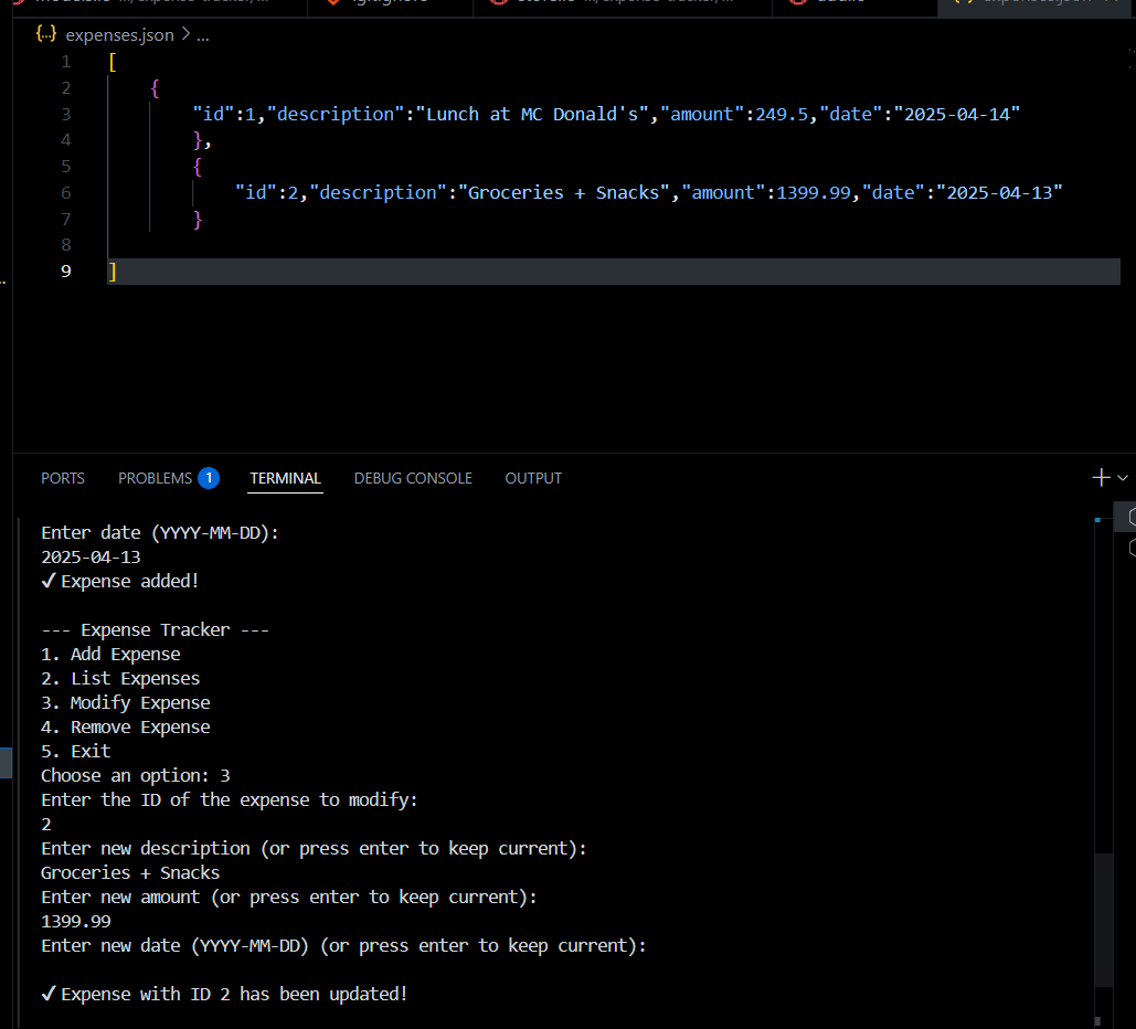 kayleecodez's tweet photo. practicing #RustLang with a CLI expense tracker 

added add/list/edit/delete features, persistent storage via #serde JSON, and clean file I/O.

used enums, pattern matching, and proper error handling with Result &amp; thiserror

#Rust #programming https://t.co/REgvBvGrZK
