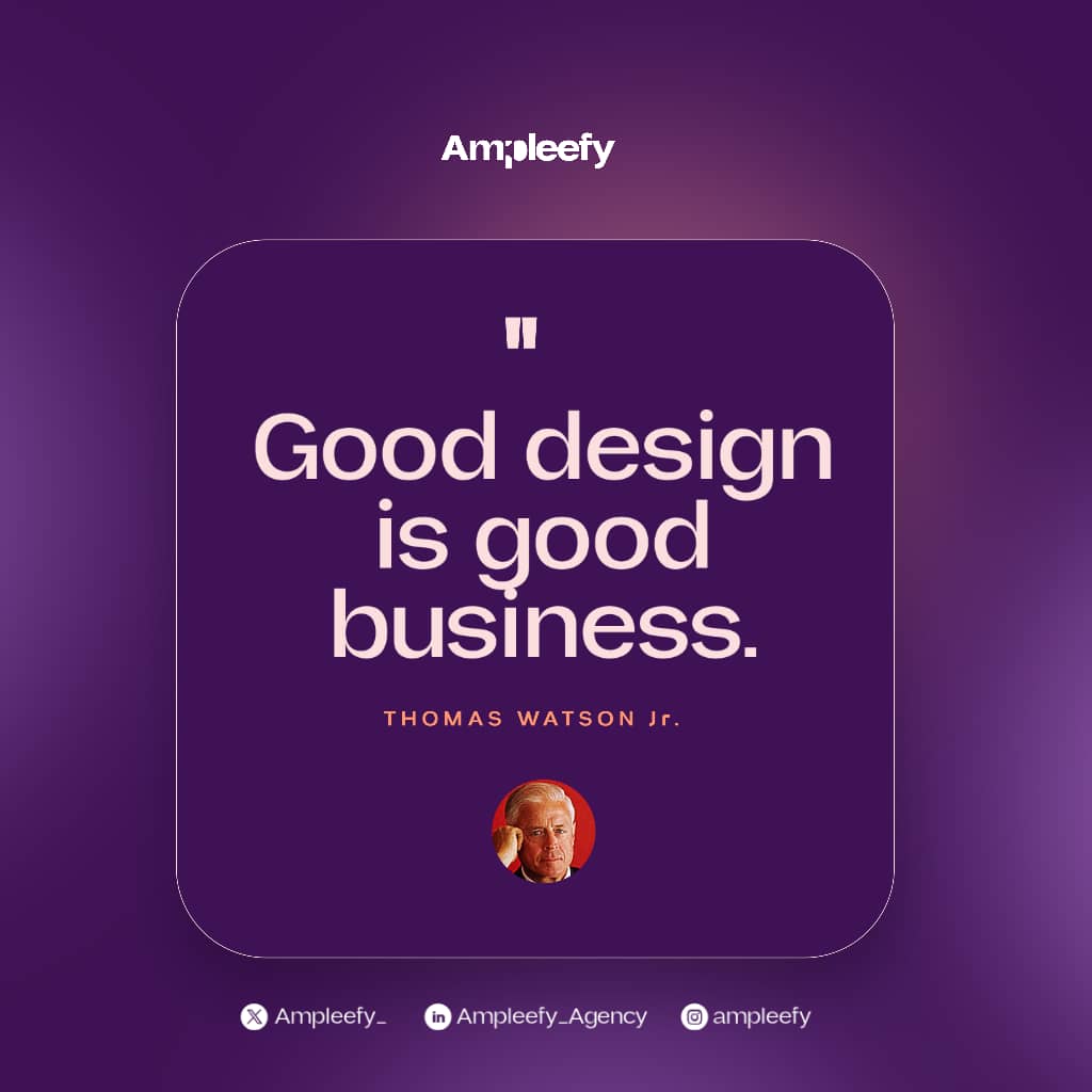 Ampleefy_'s tweet photo. "Good design is good business." – Thomas J. Watson
It’s more than visuals—it’s trust, clarity & results.
At Ampleefy, we design with purpose to drive impact.
#GoodDesignIsGoodBusiness #DesignMatters #BrandStrategy #AmpleefyAgency https://t.co/qhodvwoN7Q