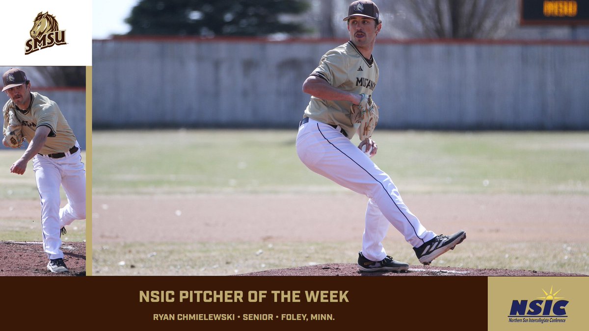 Congratulations to SMSU senior left-handed pitcher, Ryan Chmielewski, named the NSIC Pitcher of the Week on Monday! #LetsRide