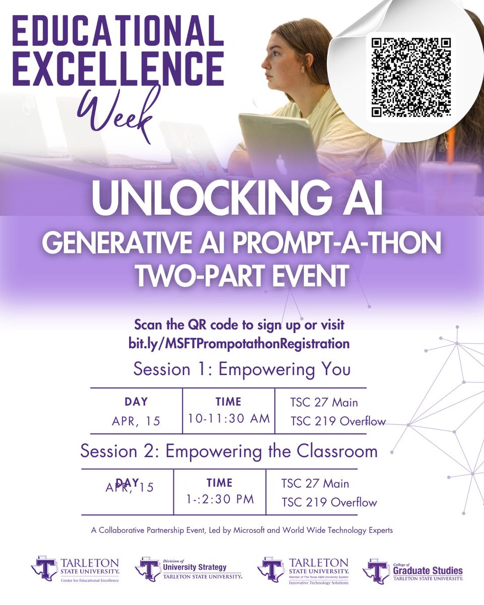 🚨 Unlock the Power of AI! 🚨
Sign up here!  bit.ly/MSFTPromptatho… 
#tarletonstateuniversity #tarletontexans