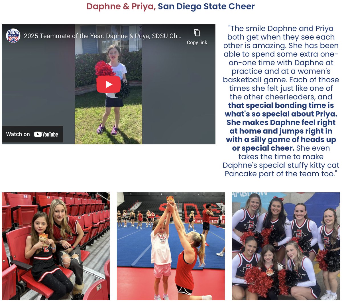 David Sciacero (@davidsciacero) on Twitter photo VOTE: Our daughter Priya <a href="/SDSUCheer/">SDSU Cheer</a> was nominated to be Teammate Of The Year. <a href="/GoTeamIMPACT/">Team IMPACT</a> a national organization that pairs kids with college athletes. Please help by voting for Priya & Daphne. bit.ly/4i8MWnb VOTE: Our daughter Priya <a href="/SDSUCheer/">SDSU Cheer</a> was nominated to be Teammate Of The Year. <a href="/GoTeamIMPACT/">Team IMPACT</a> a national organization that pairs kids with college athletes. Please help by voting for Priya & Daphne. bit.ly/4i8MWnb