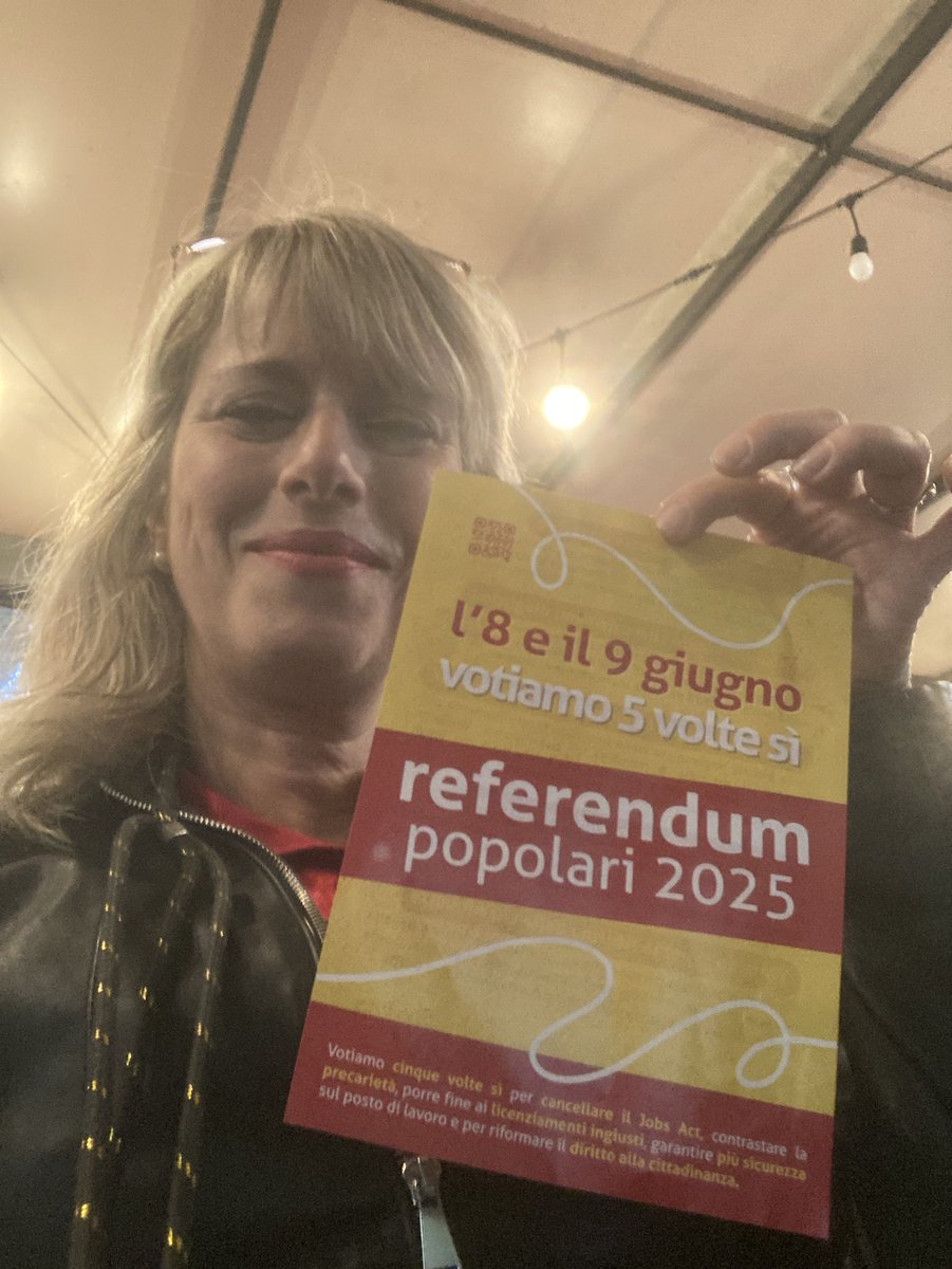 Ragazzi iniziamo a far girare perché sappiamo cosa fare l’8 e il 9 giugno: 
Votare votare e votare per un Paese più giusto per il proprio popolo!
Per quanto mi riguarda 5 Sì!!!
❤️❤️❤️❤️
Facciamo girare qui su Twitter perché nelle tv nazionali non se ne parla per via di telemeloni