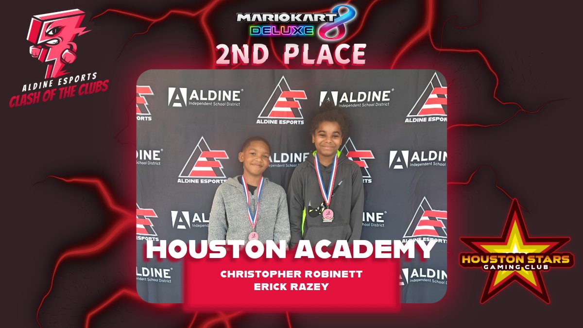 Aldine Esports (@aldineesports) on Twitter photo ๐ HUGE congrats to <a href="/Houston_AISD/">Houston Academy - Aldine ISD</a> for getting 2nd place in Mario Kart 8 Deluxe at Clash of the Clubs tournament hosted by Aldine Esports at Impact Leadership Academy! ๐ท<a href="/PrinciPalRNW08/">Robin Willis</a> <a href="/DrCrystalWatson/">Crystal Watson, Ed.D. Proud Grambling State Alumni</a> ๐ HUGE congrats to <a href="/Houston_AISD/">Houston Academy - Aldine ISD</a> for getting 2nd place in Mario Kart 8 Deluxe at Clash of the Clubs tournament hosted by Aldine Esports at Impact Leadership Academy! ๐ท<a href="/PrinciPalRNW08/">Robin Willis</a> <a href="/DrCrystalWatson/">Crystal Watson, Ed.D. Proud Grambling State Alumni</a>