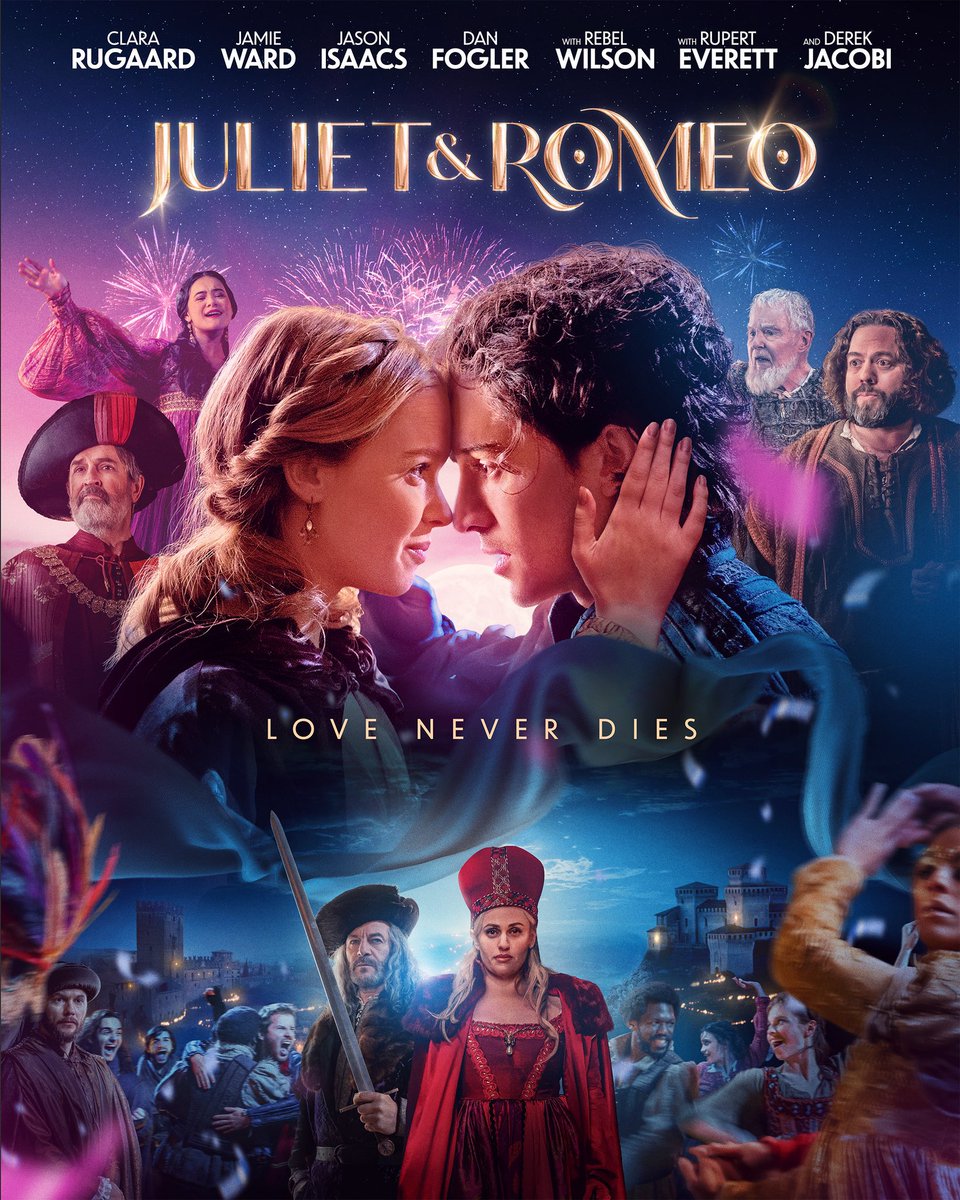 FilmNewsNos's tweet photo. 🎬 Here’s the NEW POSTER for #JulietAndRomeo! Starring #ClaraRugaard #JamieWard #JasonIsaacs #TaylaParx #DanFogler #NicholasPodany #FerdiaWalshPeelo #RupertGraves #RebelWilson #RupertEverett #DerekJacobi
In theaters May 9, 2025
@jandrmovie #TimothyScottBogart https://t.co/KBCCy8Fh1N
