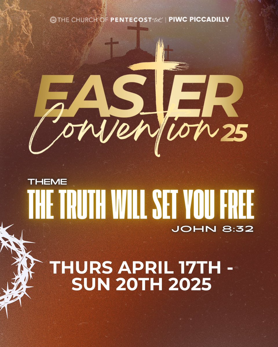 PiccadillyPiwc's tweet photo. 🕊️ Easter Convention 2025 is almost here! 🔥

This year, we gather under the powerful theme: "The Truth Will Set You Free" (John 8:32). In a world full of noise and confusion, the truth is more important than ever. That truth is the one and only Jesus Christ. https://t.co/HvMeQuILe9