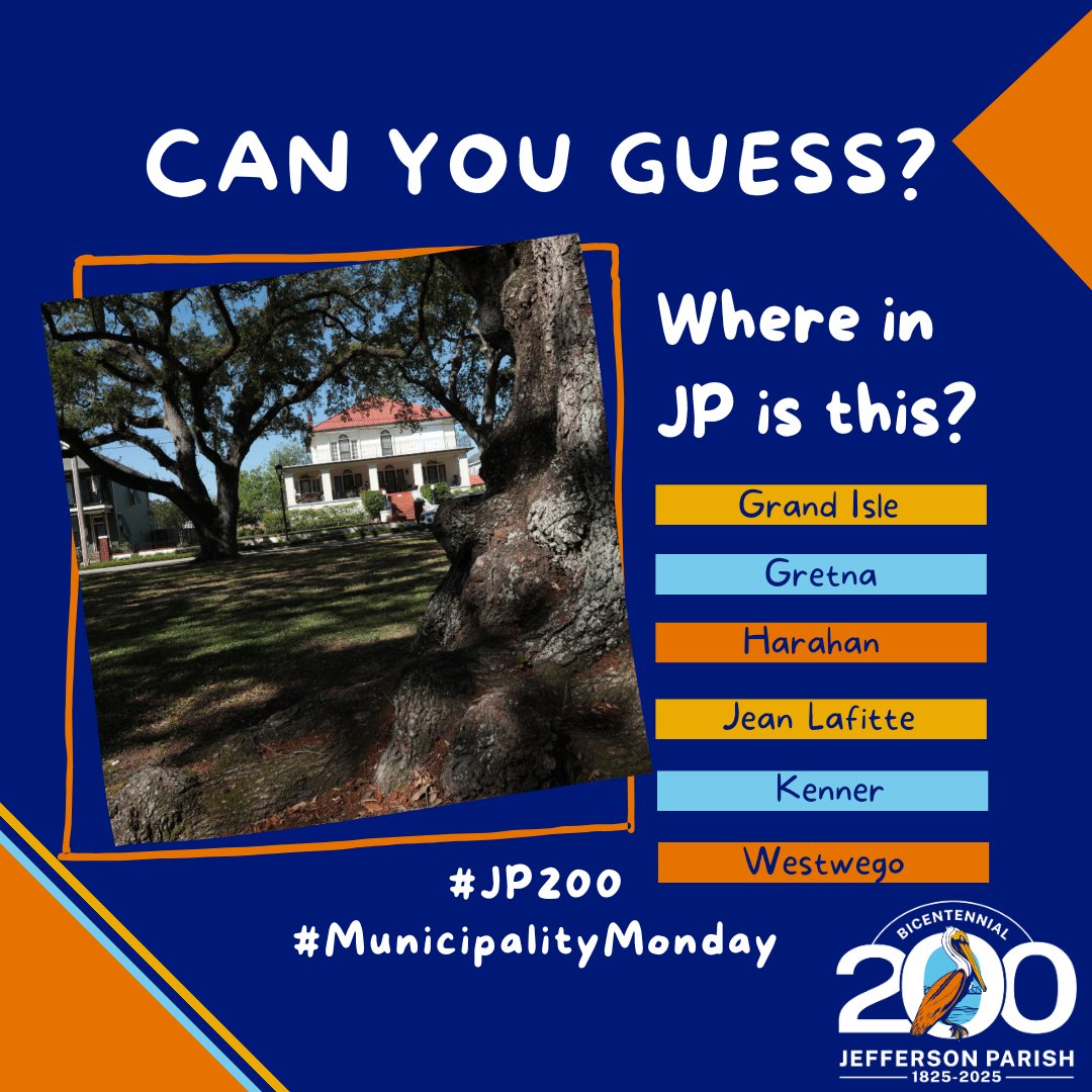 JeffParishGov's tweet photo. Do you know where in #JeffersonParish is this? Comment your answer below and see how well you know our iconic landmarks! #MunicipalityMonday #JP200 https://t.co/2xfAys5Ykq