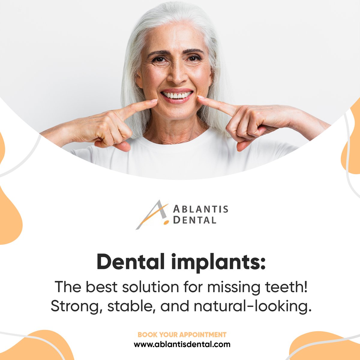Ablantiscorp's tweet photo. ✨ Missing Teeth? We Have the Solution!

Dental implants at Ablantis Dental offer strength, stability, and a natural appearance—so you can eat, speak, and smile with confidence. Our expert team uses advanced technology to make the process smooth and successful.

#DentalImplants https://t.co/HkRgEGz1w1