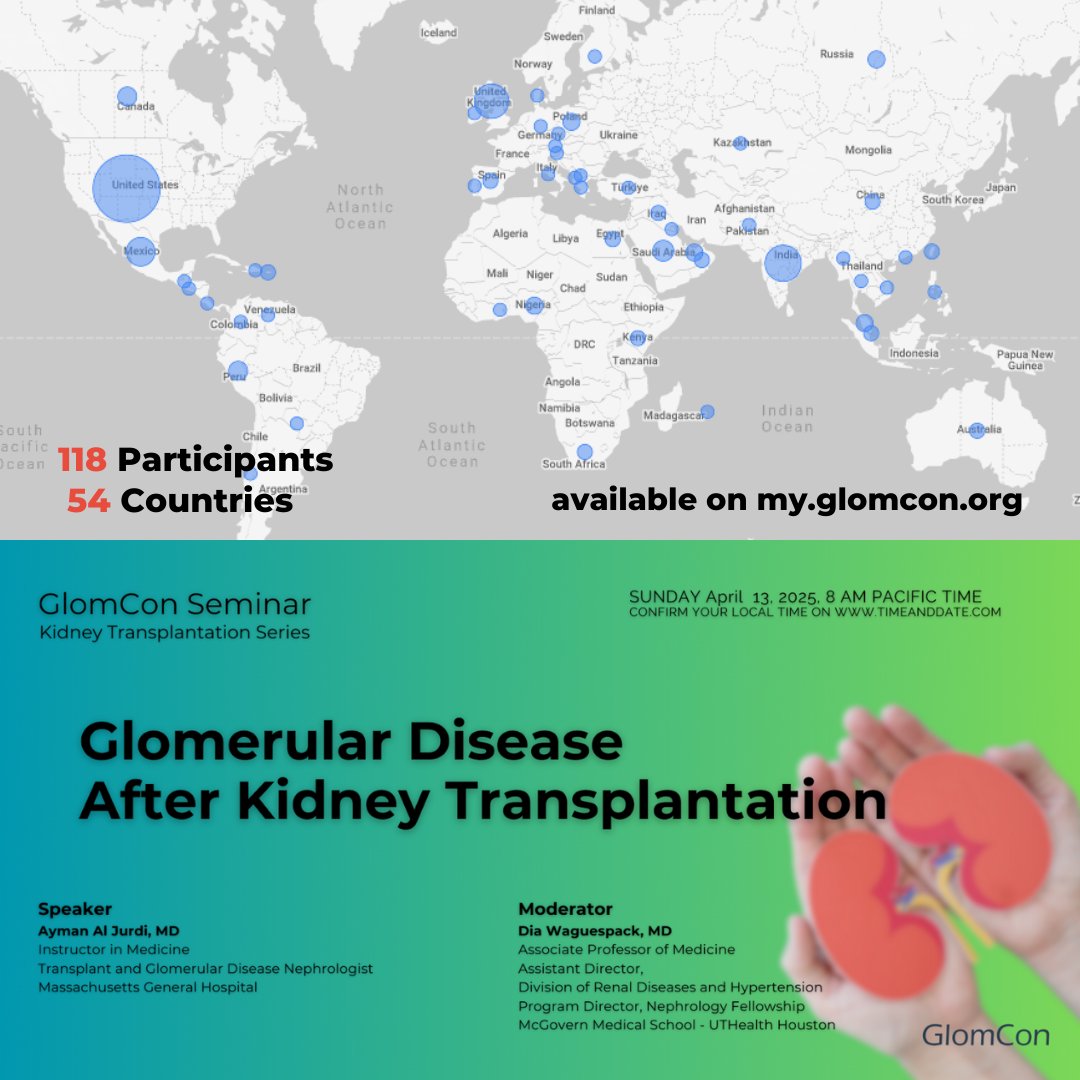 Glomerular Disease After Kidney Transplantation by Dr. Ayman Al Jurdi

Total live participants: 118
From 54 countries

Watch the session here 👉 my.glomcon.org