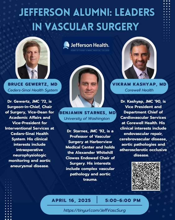 Thomas Jefferson Vascular Surgery (@jeffvascsurg) on Twitter photo Tune in this Wednesday 4/16 at 5P EST to learn from leaders in the field of #vascularsurgery, who started their medical careers at <a href="/JeffersonUniv/">Thomas Jefferson University</a> !
tinyurl.com/JeffVascSurg Tune in this Wednesday 4/16 at 5P EST to learn from leaders in the field of #vascularsurgery, who started their medical careers at <a href="/JeffersonUniv/">Thomas Jefferson University</a> !
tinyurl.com/JeffVascSurg
