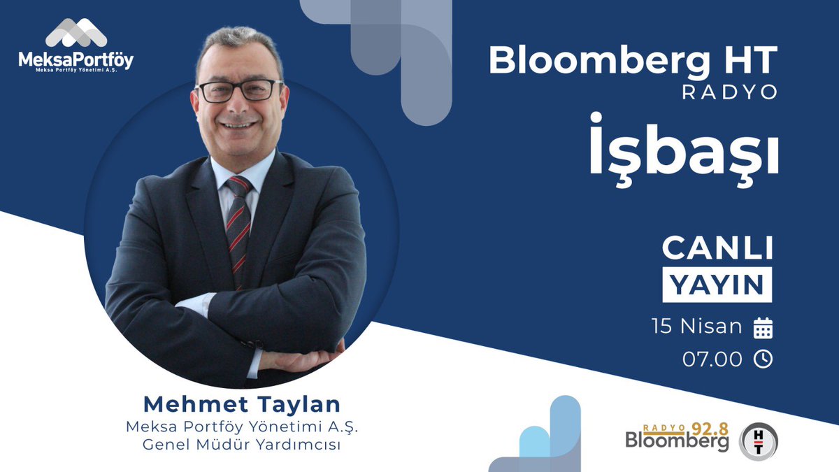 Meksa Portföy (@meksaportfoy) on Twitter photo Genel Müdür Yardımcımız Mehmet TAYLAN, yarın sabah saat 07:00’de 92.8 frekanslı Bloomberg HT radyo kanalında <a href="/SuheylaYS/">Süheyla Yılmaz</a> 'ın sunduğu “İşbaşı'' programına konuk oluyor. Genel Müdür Yardımcımız Mehmet TAYLAN, yarın sabah saat 07:00’de 92.8 frekanslı Bloomberg HT radyo kanalında <a href="/SuheylaYS/">Süheyla Yılmaz</a> 'ın sunduğu “İşbaşı'' programına konuk oluyor.