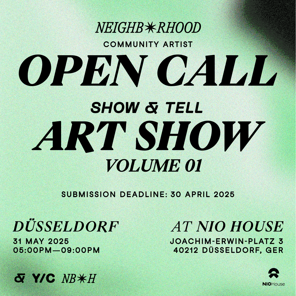 Neighborhood (@eclipsenbh) on Twitter photo ๐๐ธ๐ผ๐บ๐ป๐ตโท๐
๐ป๐๐๐ท
COMMUNITY OPEN CALL:
Excited to announce our second Open Call,
taking our artists to Dรผsseldorf๐ฉ๐ช this time around โ
SHOW & TELL Vol. 01 at <a href="/NIOGlobal/">NIO</a> House.
We are excited to partner with @shill_and_tell for their first initiative ever. Our winners ๐๐ธ๐ผ๐บ๐ป๐ตโท๐
๐ป๐๐๐ท
COMMUNITY OPEN CALL:
Excited to announce our second Open Call,
taking our artists to Dรผsseldorf๐ฉ๐ช this time around โ
SHOW & TELL Vol. 01 at <a href="/NIOGlobal/">NIO</a> House.
We are excited to partner with @shill_and_tell for their first initiative ever. Our winners