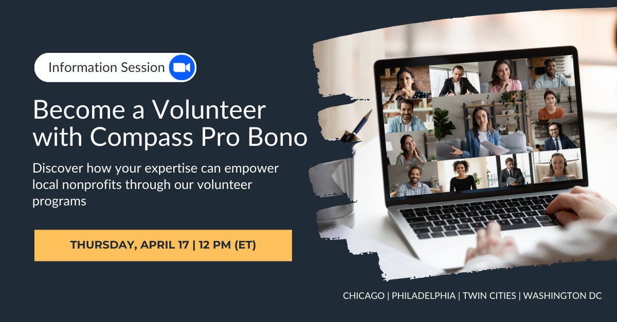 Ever wonder what real impact looks like?

On 4/17 at 12 p.m. ET, we’re hosting a info session to show how professionals use their skills to help nonprofits tackle big challenges—from risk management to strategic planning.

 🔗 bit.ly/42aOwyI