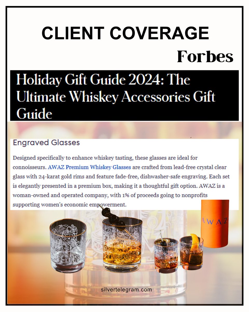 TheSilverTele's tweet image. Awaz made Forbes' 2024 Holiday Gift Guide as a must-have whiskey accessory! 🎁

See why it’s the perfect gift this season.

📖 Read the feature: silvertelegram.com

#ForbesFeature #PRSuccess