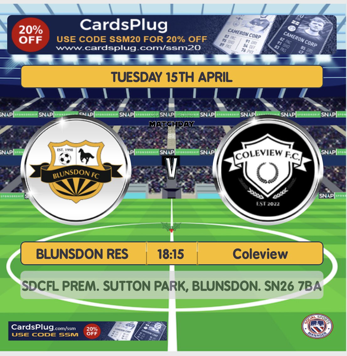 Coleview FC (@coleviewfc) on Twitter photo Next game👇🏼
Our last game of the <a href="/sdflswindon/">Swindon&District Community FL.</a> season. An evening fixture vs <a href="/BlunnyFC/">Blunsdon FC</a>. Come on down to support for the final time this season⚽️
UTC🟣⚫️ Next game👇🏼
Our last game of the <a href="/sdflswindon/">Swindon&District Community FL.</a> season. An evening fixture vs <a href="/BlunnyFC/">Blunsdon FC</a>. Come on down to support for the final time this season⚽️
UTC🟣⚫️